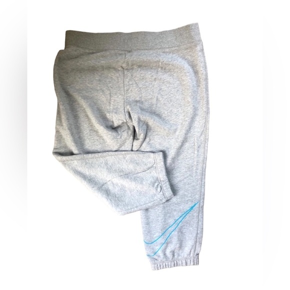 Nike Cropped Gray Sweatpant Size M Jogger Hem Drawstring Large Blue Swish - Picture 3 of 4